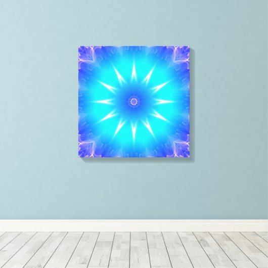 lichtblauwe mandala canvas afdruk (Insitu (Houten vloer))