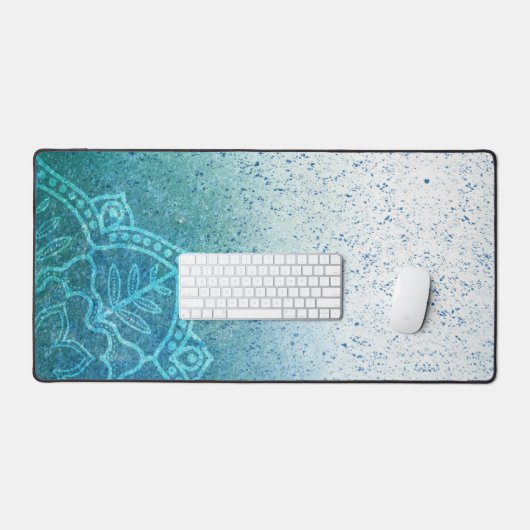 Lichtblauwe Mandala Zen Bureaumat (Keyboard & Muis)