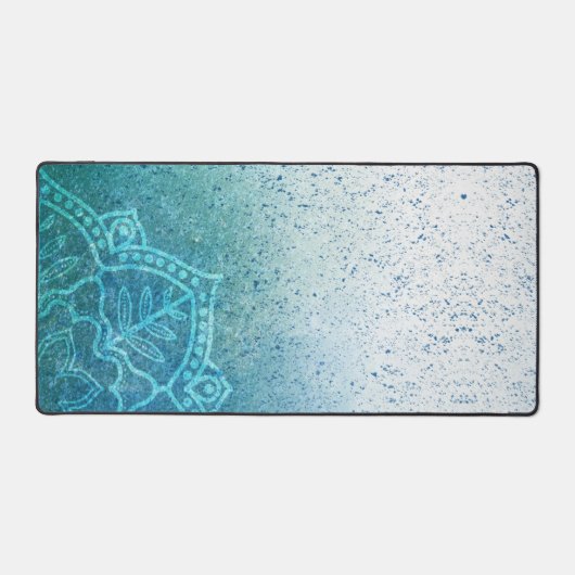 Lichtblauwe Mandala Zen Bureaumat (Voorkant)