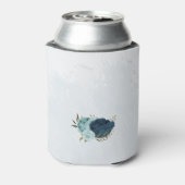 Lichtblauwe marine bloemen bruiloft blikjeskoeler (Blikje Achterkant)