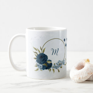 lichtblauwe marine bloemen  koffiemok
