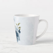 lichtblauwe marine bloemen latte mok (Rechts)