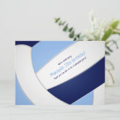 Lichtblauwe marine volleybal meisje verjaardag kaart (Staand voorkant)