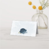 Lichtblauwe marineblauwe bloemen botanische bruilo plaatskaartje (Achterkant)