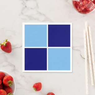Lichtblauwe, marineblauwe en witte vierkanten servet