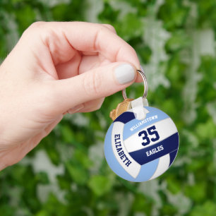 Lichtblauwe marineblauwe volleybal geschenken voor sleutelhanger