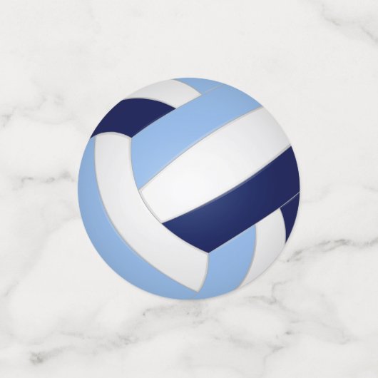 Lichtblauwe marineblauwe volleybal kinder sportpar confetti (Kleine voorkant)