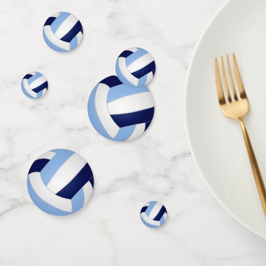 Lichtblauwe marineblauwe volleybal kinder sportpar confetti (Groep)