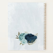 lichtblauwe marinebloemen bruiloft planner (Achterkant)