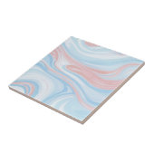 Lichtblauwe marmeren Tegel - pastelblauwe keramisc Tegeltje (Zijkant)