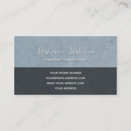 Lichtblauwe marmerstructuur elegante monogram stri visitekaartje (Achterkant)