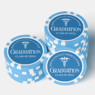 Lichtblauwe medische afstudeerfeest poker chips