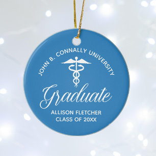 Lichtblauwe medische school afstudeercadeau met Ke Keramisch Ornament