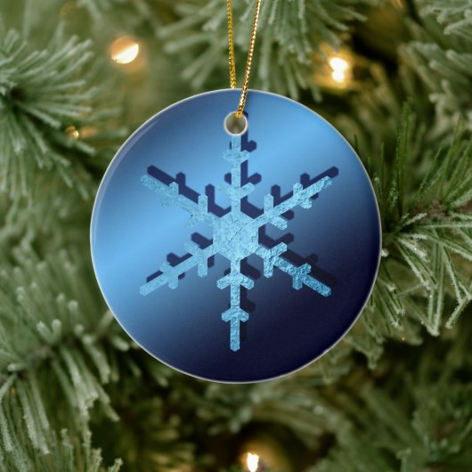 Lichtblauwe metallic look sneeuwvlok mooi keramisch ornament (Boom)