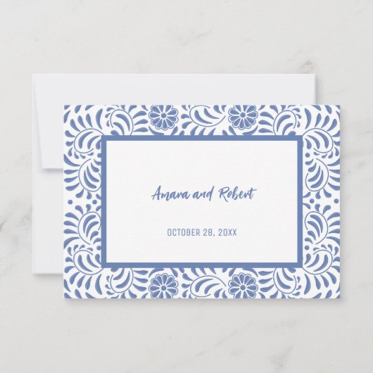 LICHTBLAUWE MEXICAANSE TALAVERA BEHUIZING KAART (Achterkant)