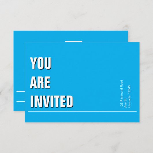 Lichtblauwe minimale kerk uitnodigen (Voorkant / Achterkant)