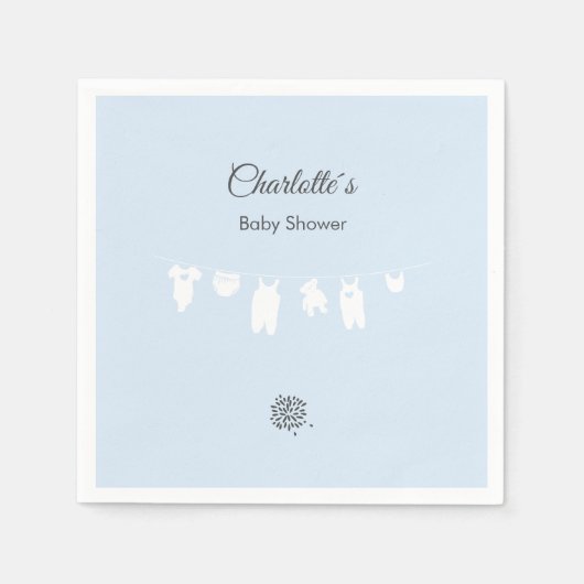 Lichtblauwe minimalistische Baby Boy Shower Servet (Voorkant)
