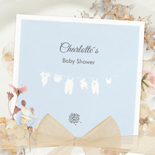 Lichtblauwe Minimalistische Baby Shower voor Jonge Servet