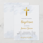 Lichtblauwe minimalistische doop uitnodigen kaart (Voorkant / Achterkant)