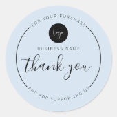 Lichtblauwe minimalistische esthetiek Bedankt Circ Ronde Sticker (Voorkant)