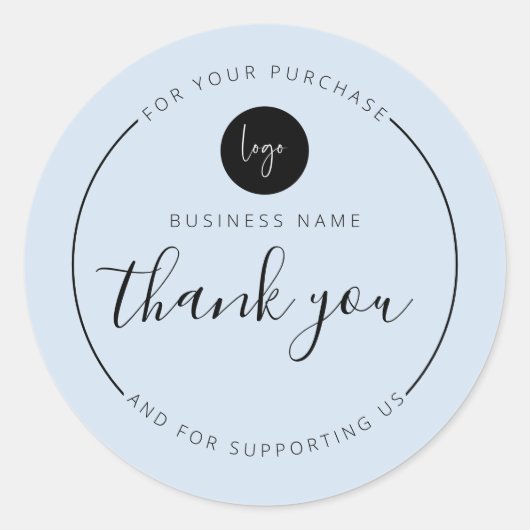 Lichtblauwe minimalistische esthetiek Bedankt Circ Ronde Sticker (Voorkant)