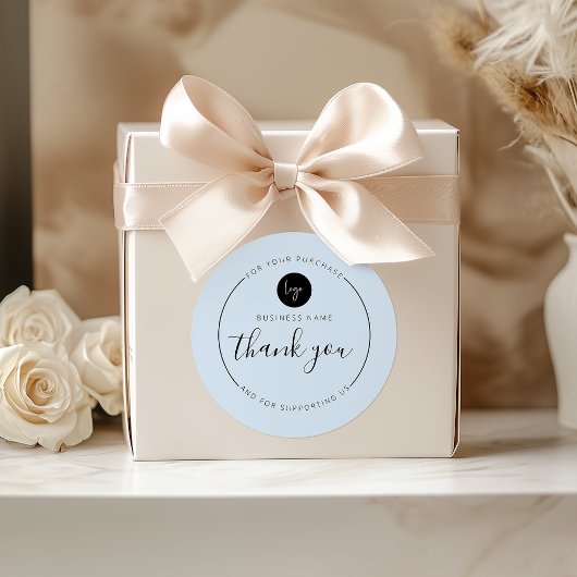 Lichtblauwe minimalistische esthetiek Bedankt Circ Ronde Sticker