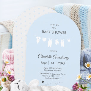 Lichtblauwe Minimalistische Gebogen Baby Jongens B Kaart