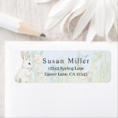 Lichtblauwe minimalistische paashaas etiket (Insitu)