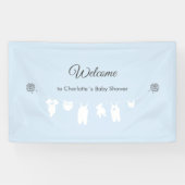 Lichtblauwe Minimalistische Welkom Baby Shower Voo Spandoek (Horizontaal)