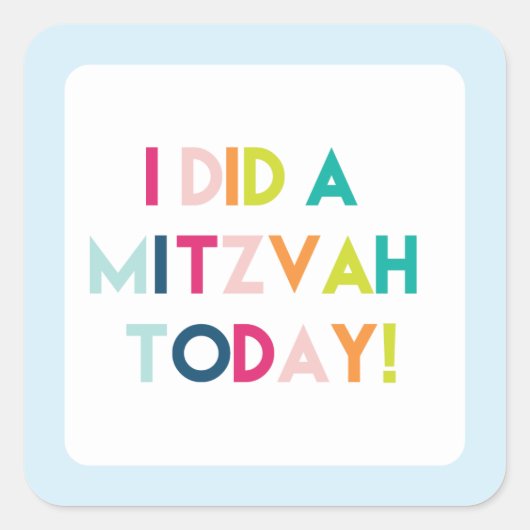 Lichtblauwe Mitzvah Sticker (Voorkant)
