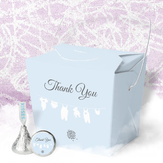 Lichtblauwe moderne babyshower voor jongen bedankdoosjes