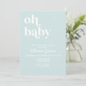 Lichtblauwe Moderne Eenvoudige Babyshower Uitnodig Kaart (Staand voorkant)