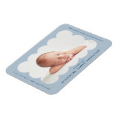 Lichtblauwe moderne geboorteaankondiging met gesch magneet (Linkerzijde)