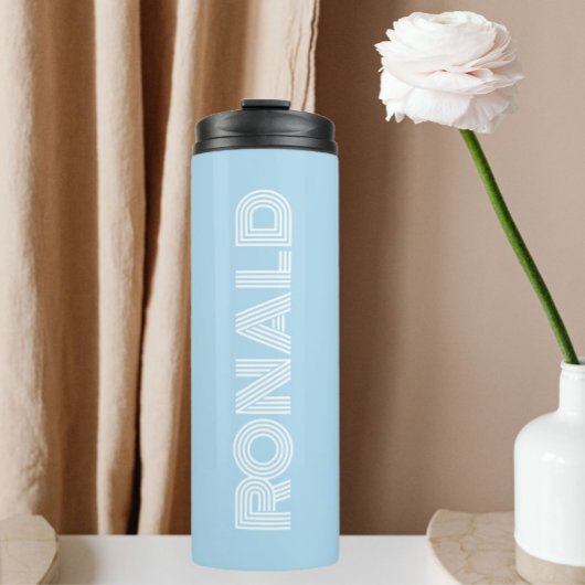 Lichtblauwe moderne typografie gepersonaliseerd thermosbeker