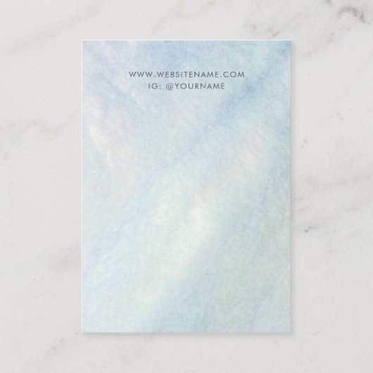 Lichtblauwe moeder van parel sieraden oorbel displ visitekaartje (Achterkant)