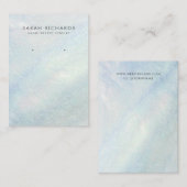 Lichtblauwe moeder van parel sieraden oorbel displ visitekaartje (Voorkant / Achterkant)