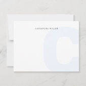 Lichtblauwe Monogram Achtergrond Volledige Naam Notitiekaartje (Voorkant)