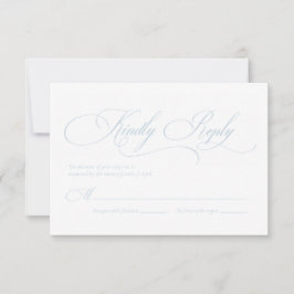 Lichtblauwe Monogram Trouw RSVP Kaart