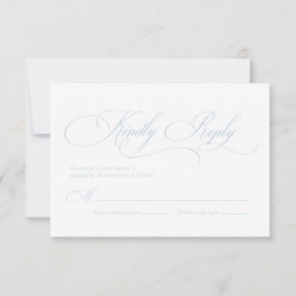 Lichtblauwe Monogram Trouw RSVP Kaart