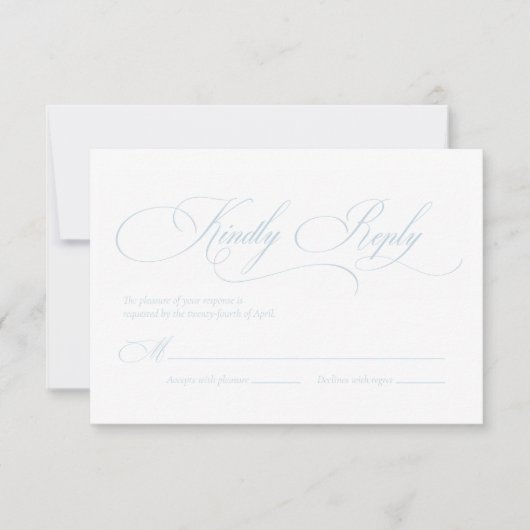 Lichtblauwe Monogram Trouw RSVP Kaart (Voorkant)