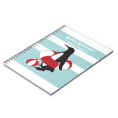 Lichtblauwe Mopige Cartoon Pinguïn Zwemmende Kinde Notitieboek (Linkerzijde)