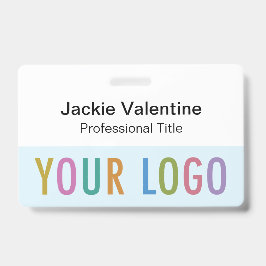 Lichtblauwe naambadge met Clip Reel of Lanyard Badge