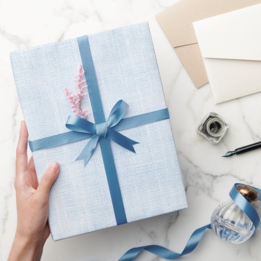 Lichtblauwe namaak linnen bruiloftdouche cadeaupapier (Geschenken)
