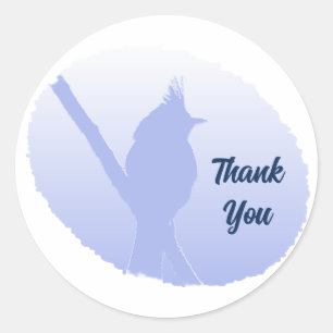 Lichtblauwe Natuur vogelsilhouet Dank u Ronde Sticker