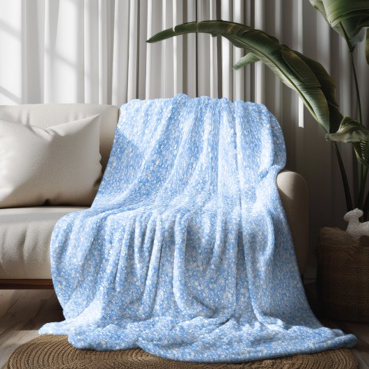 Lichtblauwe nepschittering en glitters fleece deken
