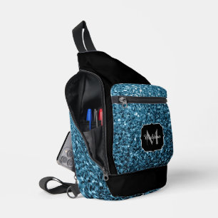 Lichtblauwe nepschittert vonken Zwart Monogram Sling Bag