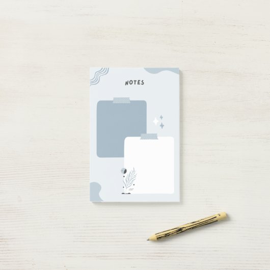 Lichtblauwe noten post-it® notes (Op bureau)