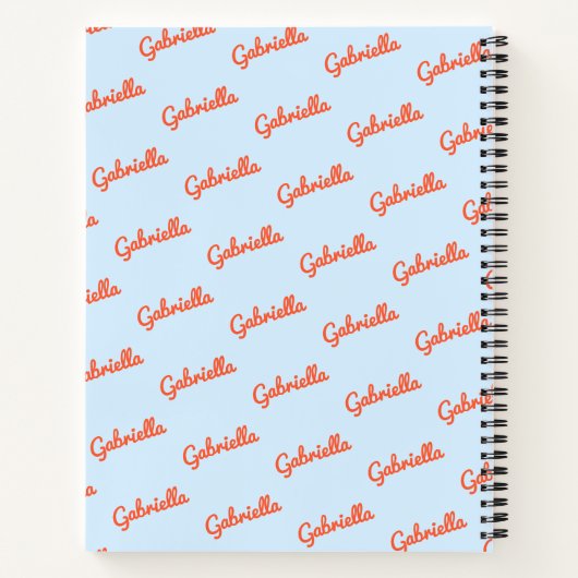 Lichtblauwe Oranje Naam Persoonlijk Schrift Notiti Notitieboek (Achterkant)