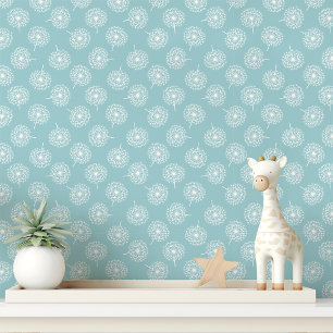 Lichtblauwe paardenbloem behang