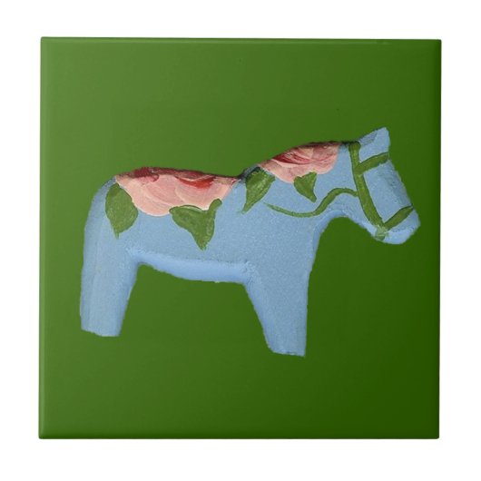 Lichtblauwe paardentegel tegeltje (Voorkant)